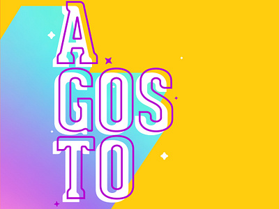 Agosto august geometric gradient illustration lettering month vector