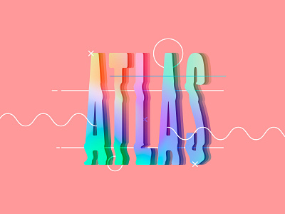 Atlas atlas gradient illustration lettering typogaphy vector