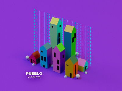 Magic 3D Town 3d buildings cinema4d colorful geometric houses magic mexico town