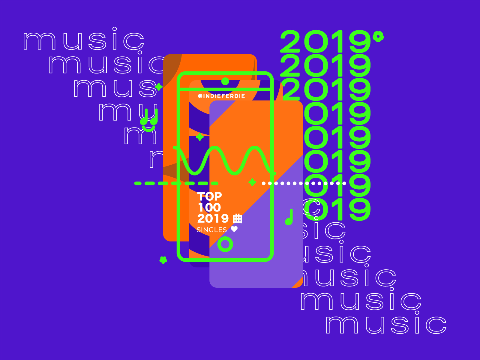 Top 100 of 2019 colorful flat geometric illustration music phone ux vector