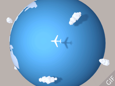Earth animation practice animation blue city cloud earth fly gif land ocean plane practice