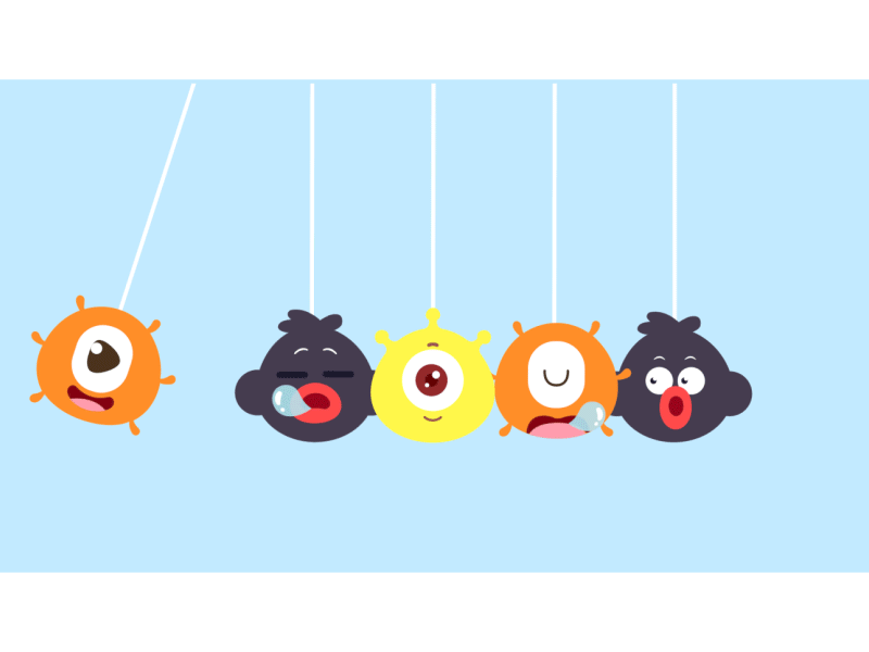 Newton's Cradle animation gif illustration mascot