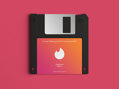 Tinder Floppy Disk 90s aesthetics design floppy disk old school photo manipulation redesign tinder
