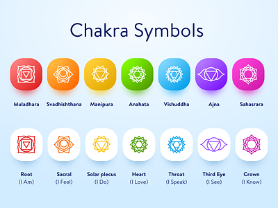 Chakra Symbols appicon bright colors chakra chakras color design gradients health icon icongraphy logo relaxation sketchapp symbols therapy vector vibrant color