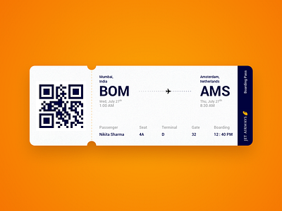 Boarding pass concept by Nikita Sharma on Dribbble