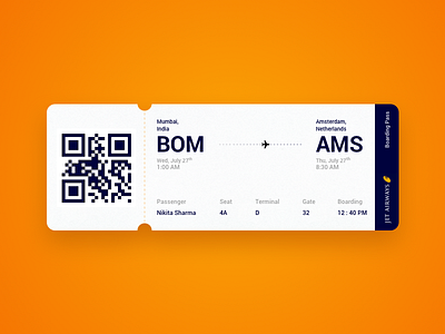 Boarding pass concept airways amsterdam boarding pass love mumbai plane sketch app ticket travel traveling ui ux