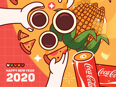 Happy New Year 2020 branding character characterdesign design flat illustration minimalist modern vector