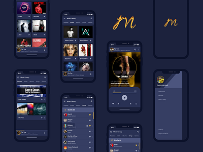 Music App UI KIT Design Dribbble (Dark Mode)
