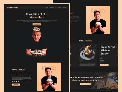 Gordon Ramsey Website Design branding chef cook design figma food grid homepage landing page minimal typography ui user experience user interface ux visual design web design website