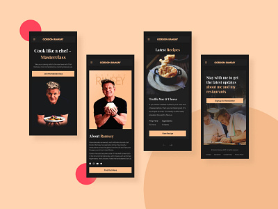 Gordon Ramsey Website Design (Mobile) branding chef cook design figma food homepage landing page minimal mobile mobile app typography ui user experience user interface ux visual design web design website