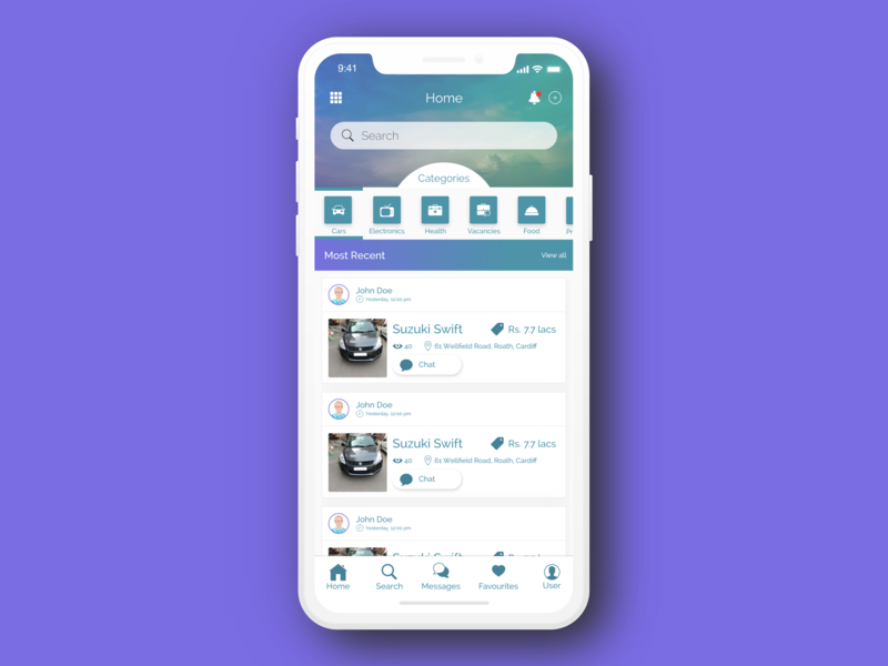 Classified Ad App Home Screen by Sohaib Khan on Dribbble