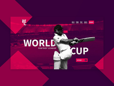 Cricket World Cup Fantasy League 2019 adobe xd app branding cricket design identity sports sports website typography ui web design website website concept world cup world cup 2019