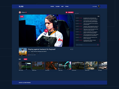 Player Page - XD Daily Challenge adobe xd design gaming livestream streaming ui uiux ux web design website website design xd challenge xddailychallenge