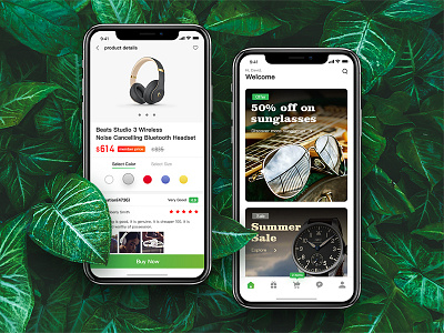 Fresh Green Shopping App app design ui