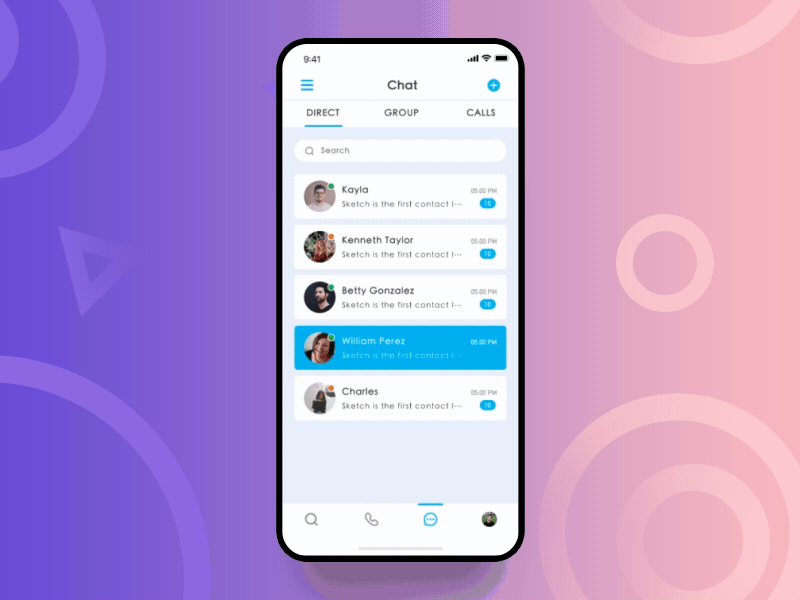 Chat App Dynamics animation app design ui ux