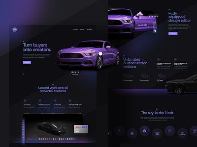 WrapShop Homepage Preview automotive dark ui dark webdesign dark website design agency desktop app flat frosted glassy gradient homepage homepage design homepage ui landing page neon purple saas website