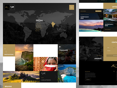 Design proposal for luxury hotel group black booking button footer gold grid hotel luxury map navigation travel web