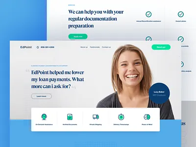 EdPoint - Homepage clean finance flat header hero homepage icons loan modern navigation steps student