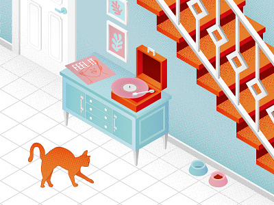 The cat in the isometry illustration isometric isometric design isometric illustration