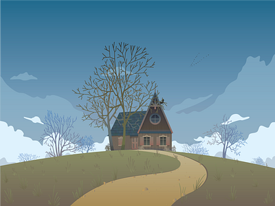 House house illustration sky spring vector