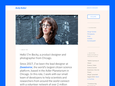 beckyrother.com/About Me blue branding chicago it me typography web web design website