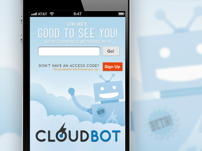 Login cloudbot iphone robots ui ux