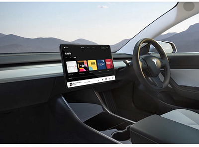 Tesla in-car interface auto car car interface design entertainment figma in car interface media photoshop action spotify tesla ui uiux ux