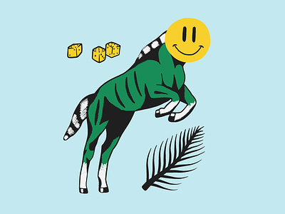 Issa Horse branch cee lo dice gamble gambling horse illustration plant smiley smiley face