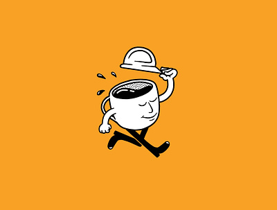 Work Coffee Mascot brand identity branding character coffee coffee cup coffee mug hard hat illustration mascot mug work