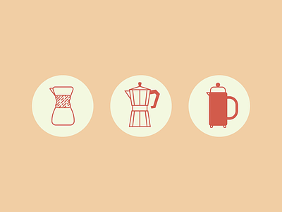 Coffee Icons brewing chemex coffee coffee brewing drip coffee french press icons moka pot packaging simple vector