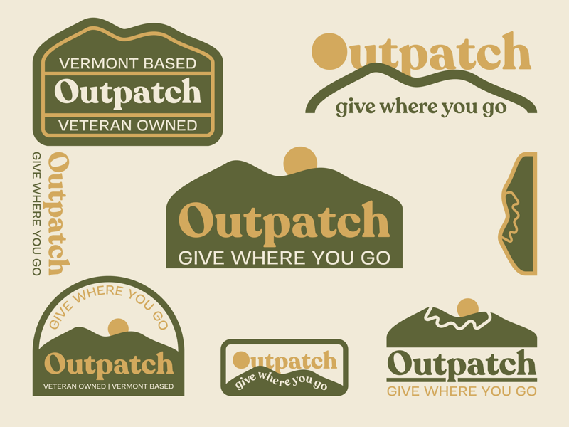 Outpatch Branding brand collateral logo design logo veteran patch charity badge design badge vermont mountains vector brand identity identity branding