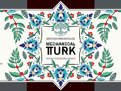 Mechanical Turk full label pattern beer beer bottle label design packaging pattern