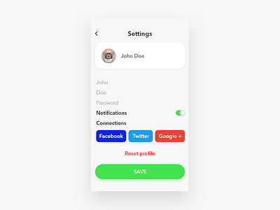 Settings animation app clean design flat ios iphone minimal mobile settings settings page ui ux web website
