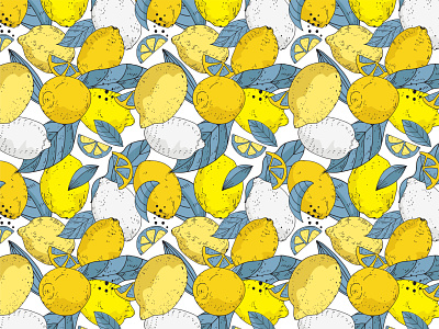 Lemon pattern design drawing fruit hand drawn illustration lemon pattern seamless surface vector yellow
