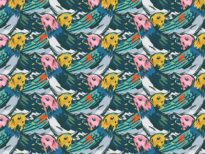 Bird pattern bird colorful design drawing hand drawn illustration pattern seamless surface vector