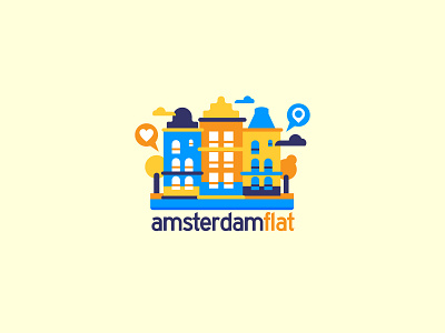 Amsterdam Flat logo amsterdam architecture canal city colorful design drawing flat holland illustration logo netherlands rent simple townhouse vector