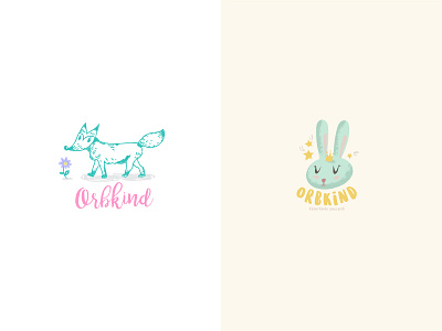 Orbkind Logo animal branding bunny colorful cute design drawing flower fox handdrawn illustration kawaii kid linear logo vector