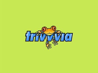 Trivvvia Logo animal branding colorful cute design drawing eyes flat frog illustration logo mascot simple tropical vector