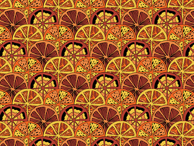 Art deco orange pattern