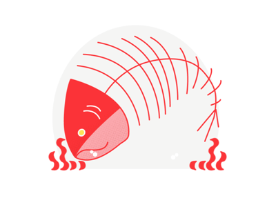 Dead Fish animation design flat icon illustration vector