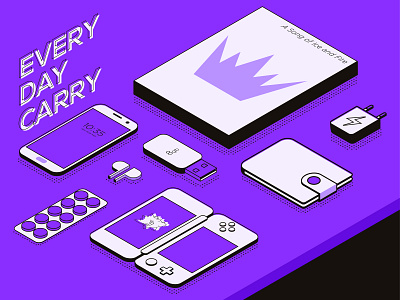 #EDC design flat isometric typography vector