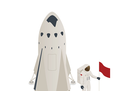 canvIsometric illustration of a rocket and an astronaut witha 01 astronaut design flag illustration isometric rocket technology vector