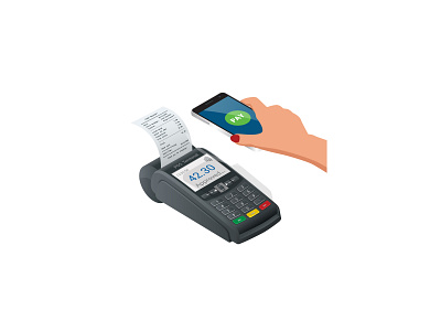 Vector payment machine and credit card. POS terminal confirms