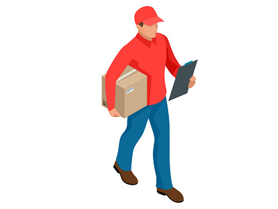 Isometric delivery man box concept delivery design free icon illustration isometric man vector