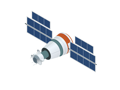 GPS satellite. Flat vector isometric illustration. Wireless sate