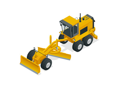 Isometric Graders used in the construction and maintenance of di concept construction design dirt flat graders graders icon illustration isometric machinery vector