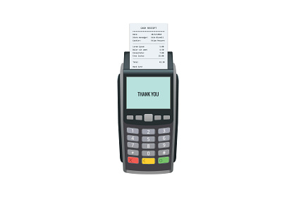 payment machine and credit card. POS terminal confirms the payme