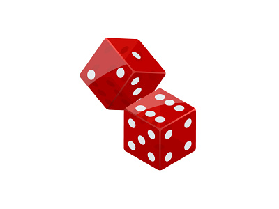 Two dice casino gambling. Red poker cubes