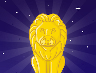 New avatar animal flat design golden illustration lion retro sun statue