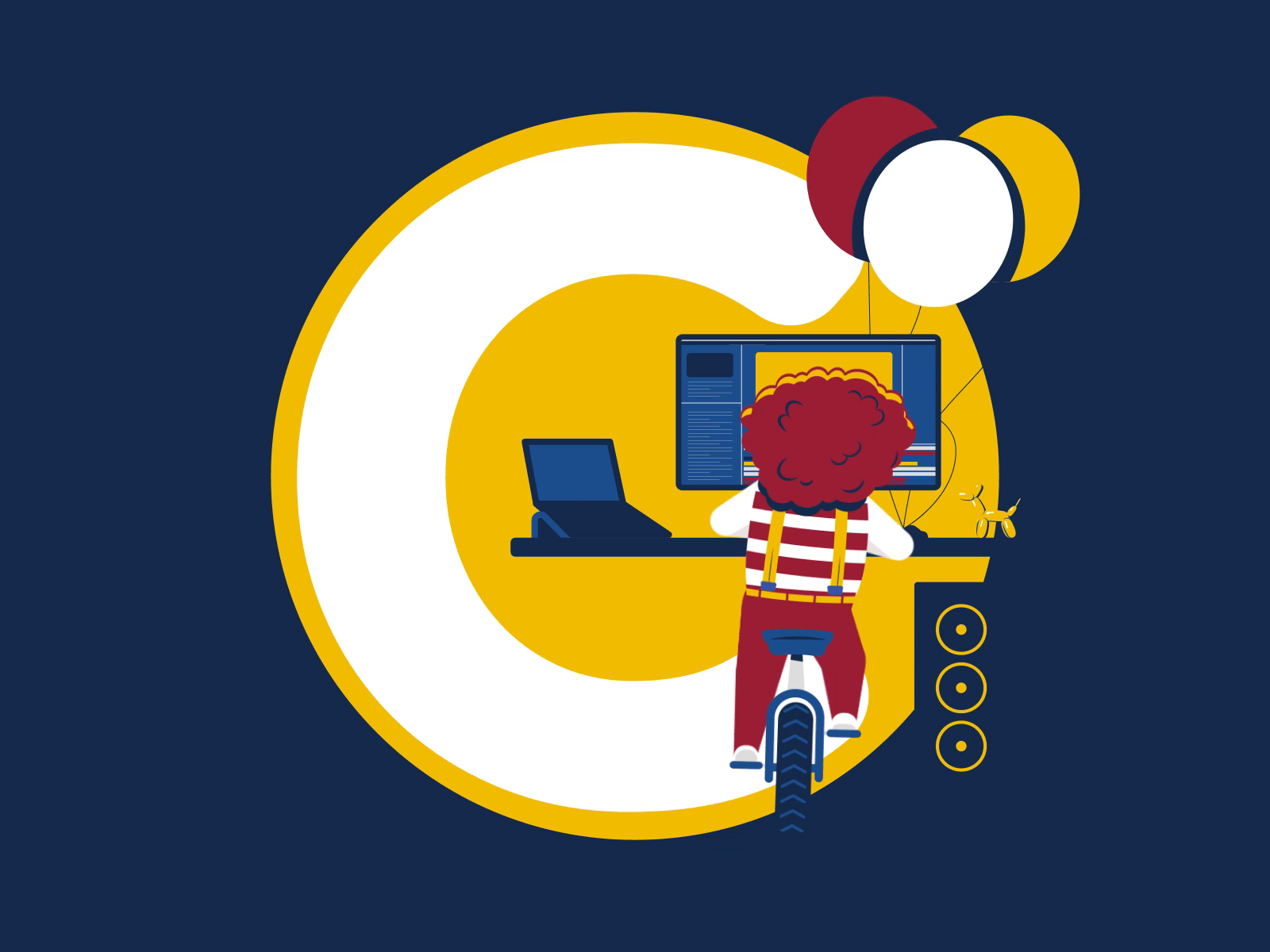 C is for Clown 🤡 36daysoftype after effects aftereffects animation clown desk loop motion design office rigging unicycle work